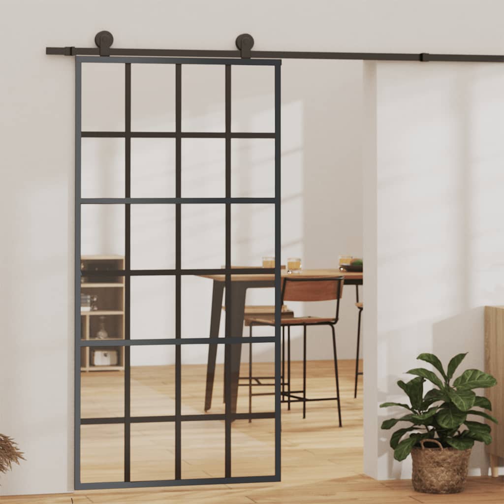Skyvedør ESG-glass og aluminium 102x205 cm svart