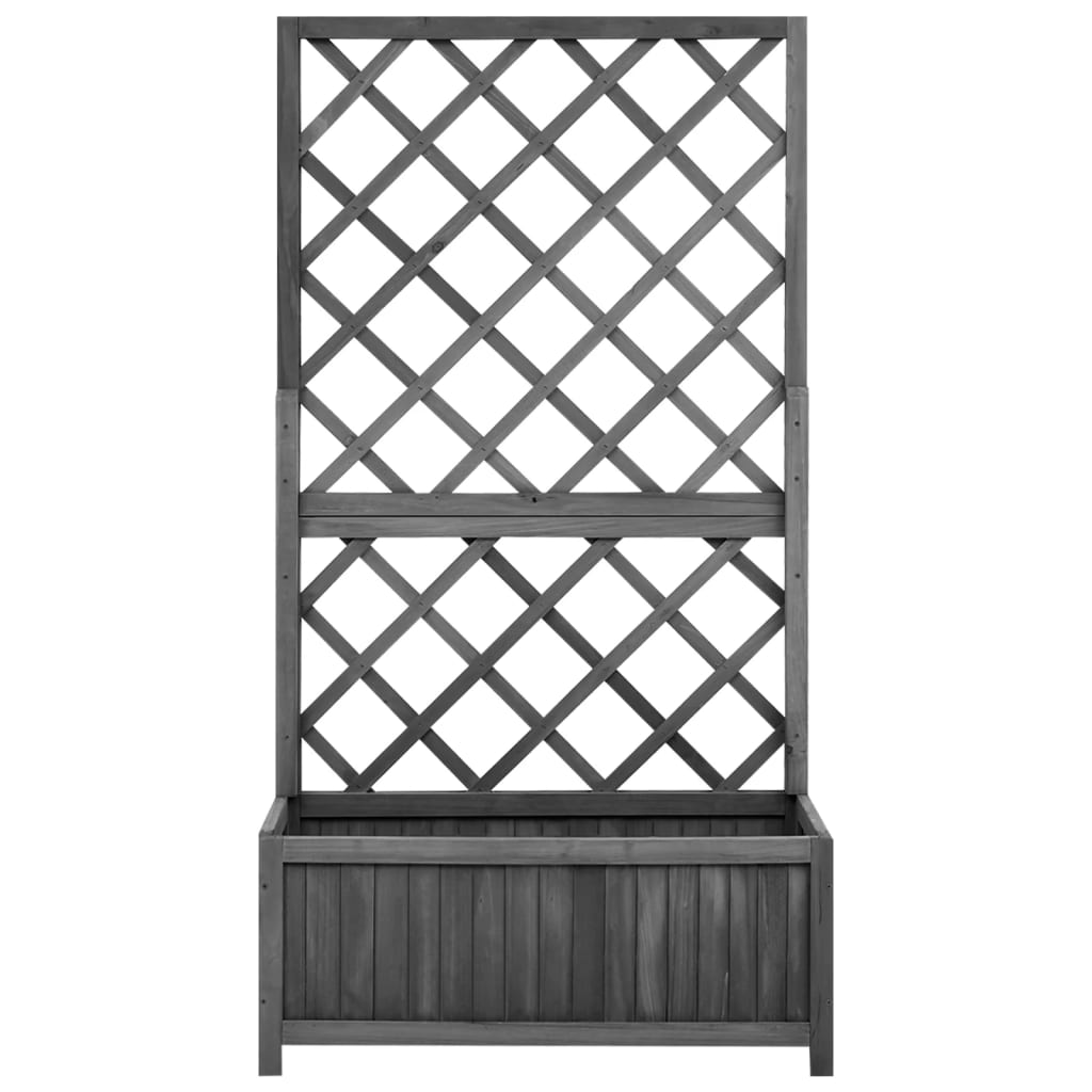 Blomsterkasse med espalier svart 70x30x135 cm heltre gran