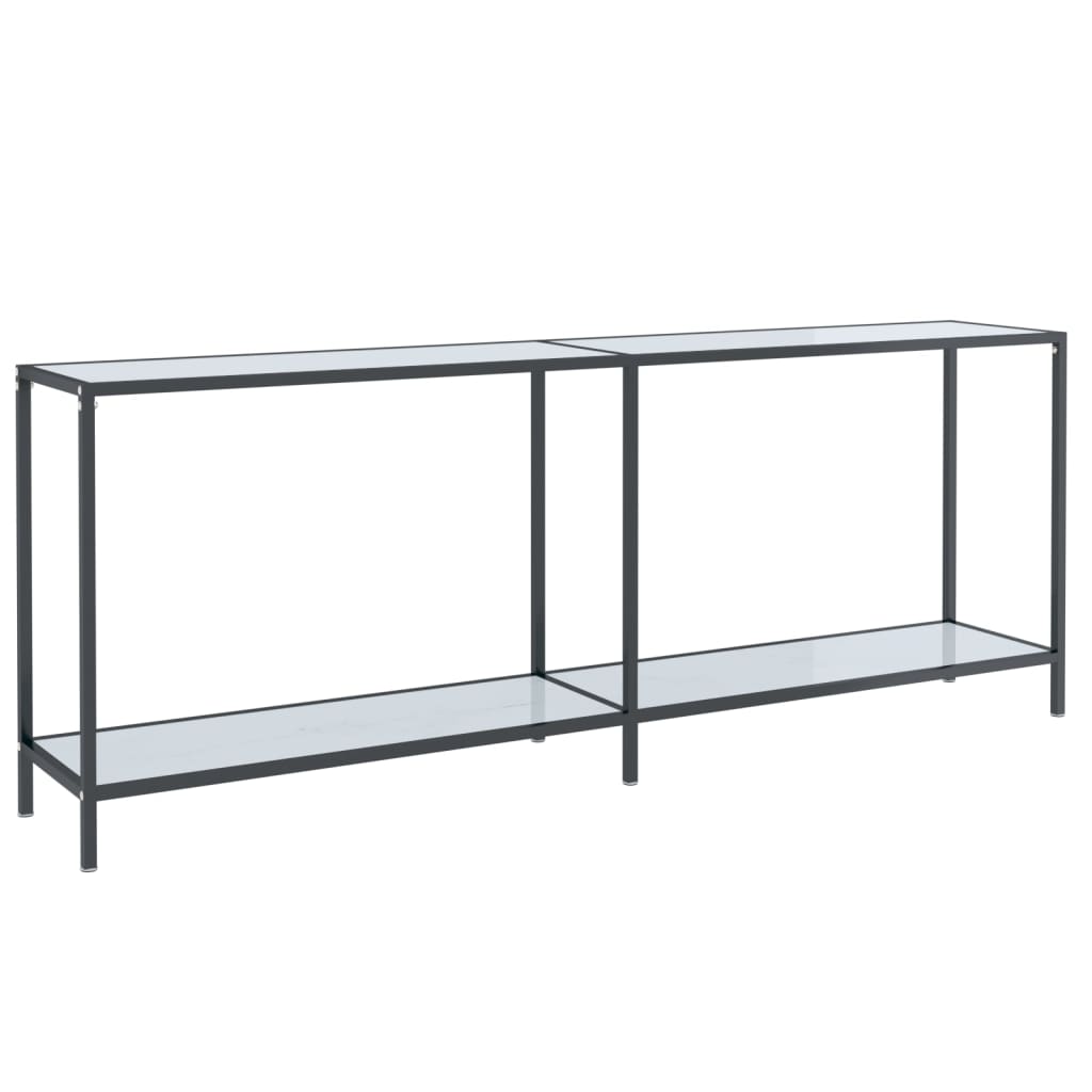 Konsollbord hvit 200x35x75,5 cm herdet glass
