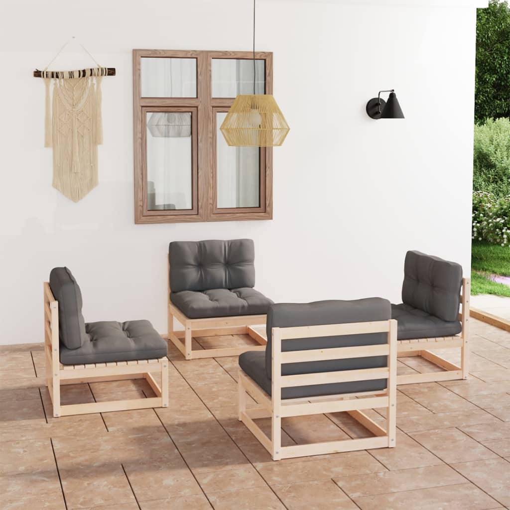 Hagesofagruppe med puter 4 deler heltre furu