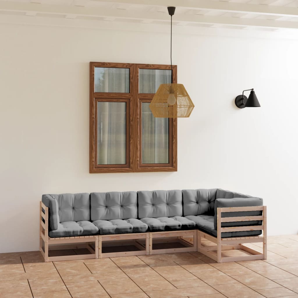 Hagesofagruppe med puter 5 deler heltre furu