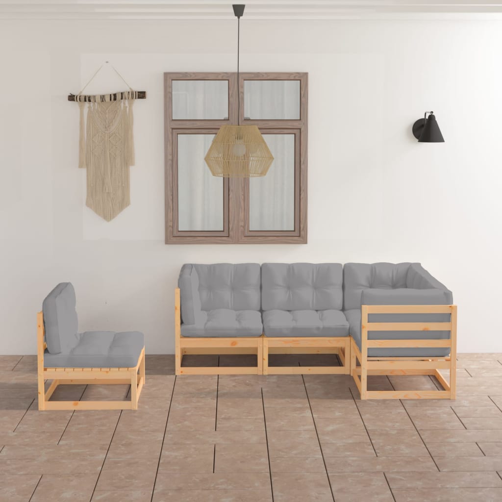 Hagesofagruppe med puter 5 deler heltre furu