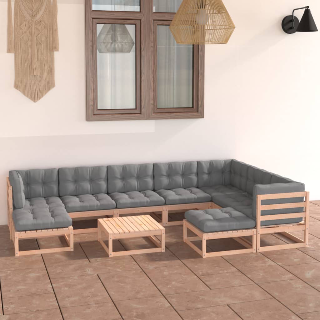 Hagesofagruppe med puter 10 deler heltre furu