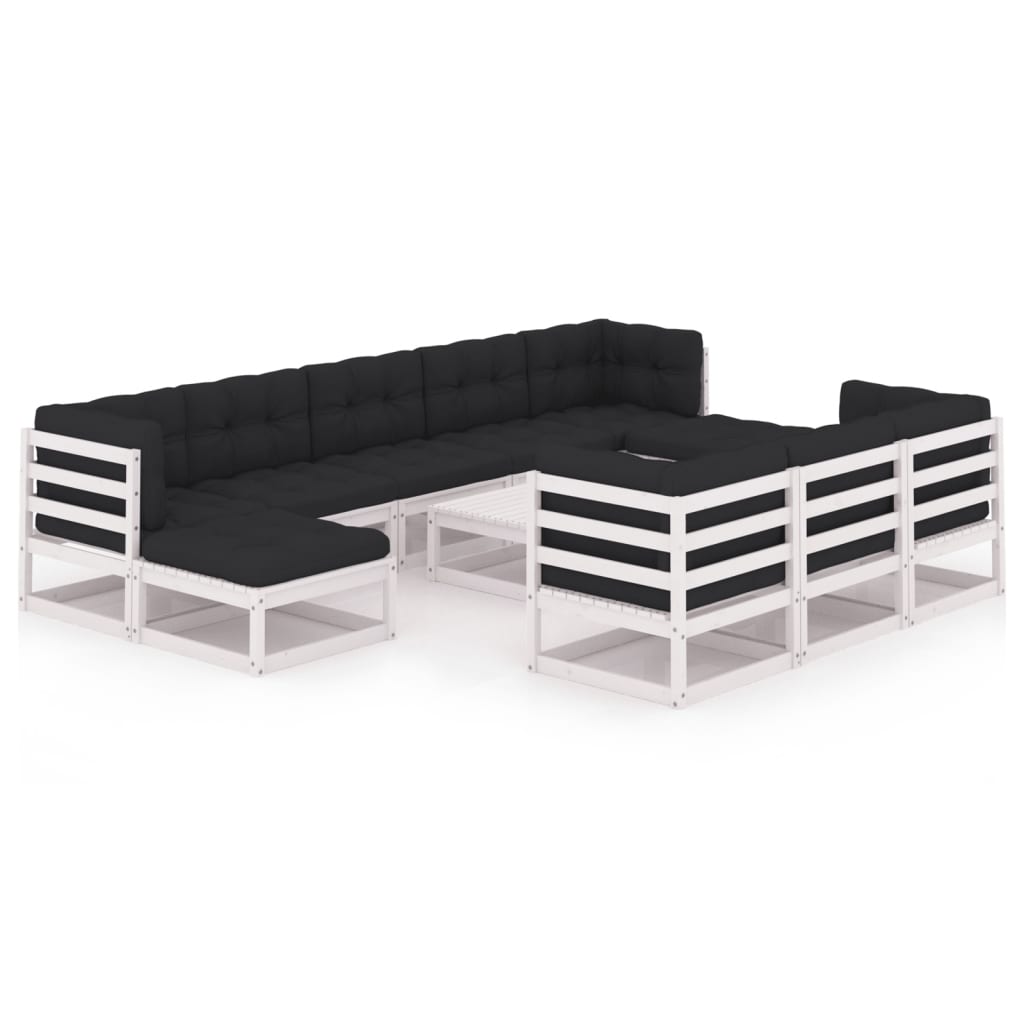 Hagesofagruppe med puter 11 deler hvit heltre furu