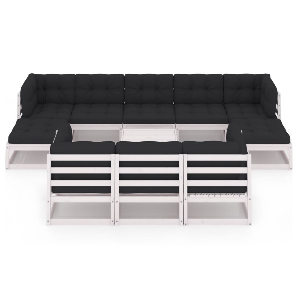 Hagesofagruppe med puter 11 deler hvit heltre furu
