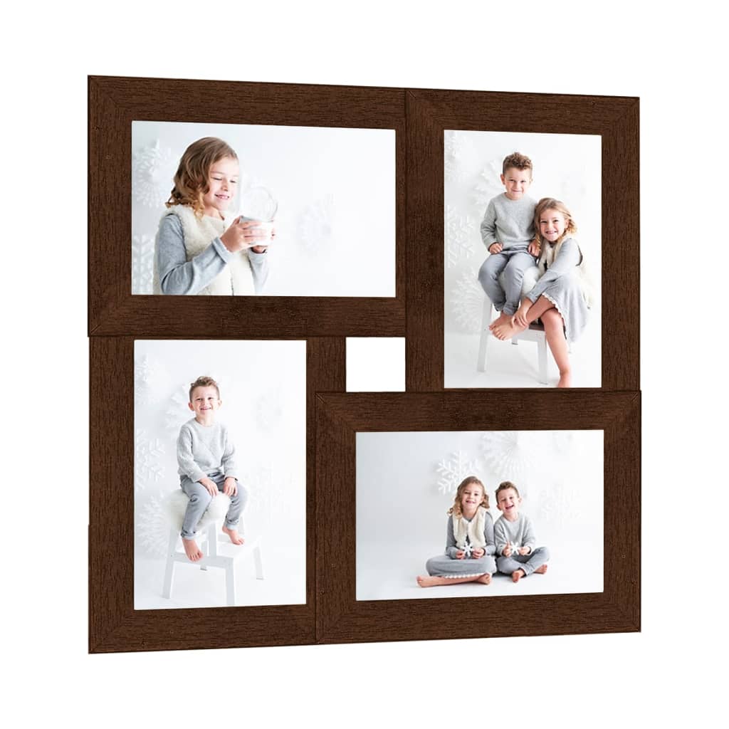 Fotorammekollasj for 4x(13x18 cm) bilde mørkebrun MDF