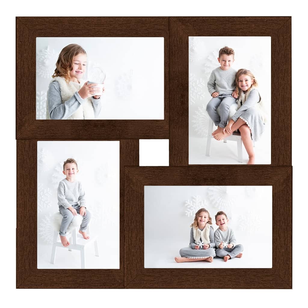 Fotorammekollasj for 4x(13x18 cm) bilde mørkebrun MDF