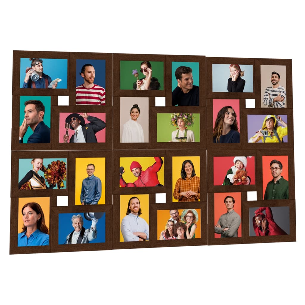 Fotorammekollasj for 24x(10x15 cm) bilde mørkebrun MDF