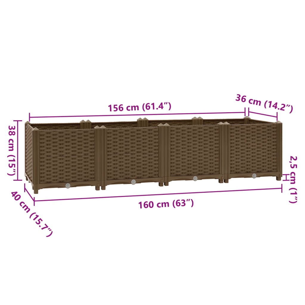 hevet bed 160x40x38 cm polypropylen