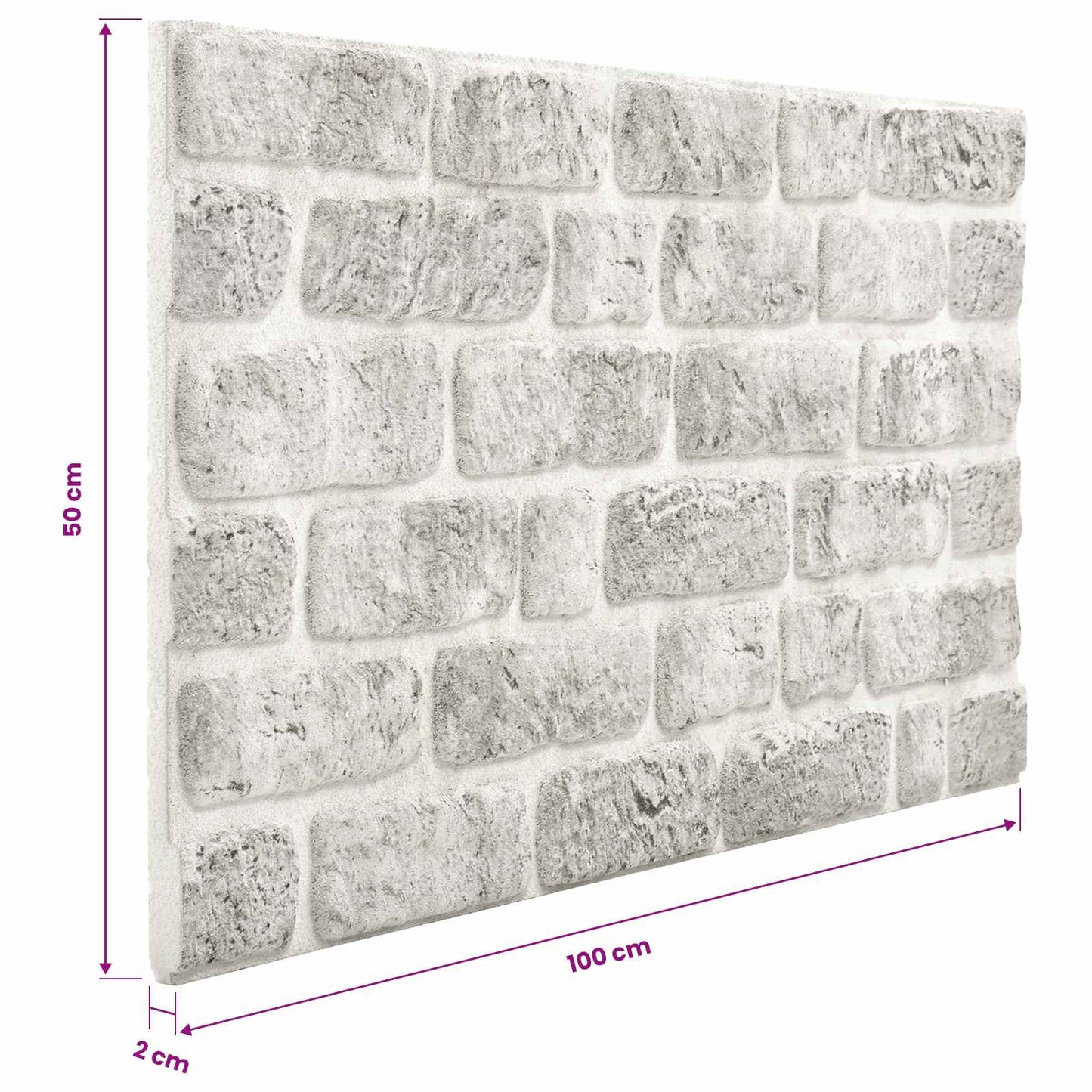 Veggpaneler 10 pcs Lysegrå 100 x 50 cm EPS Skum