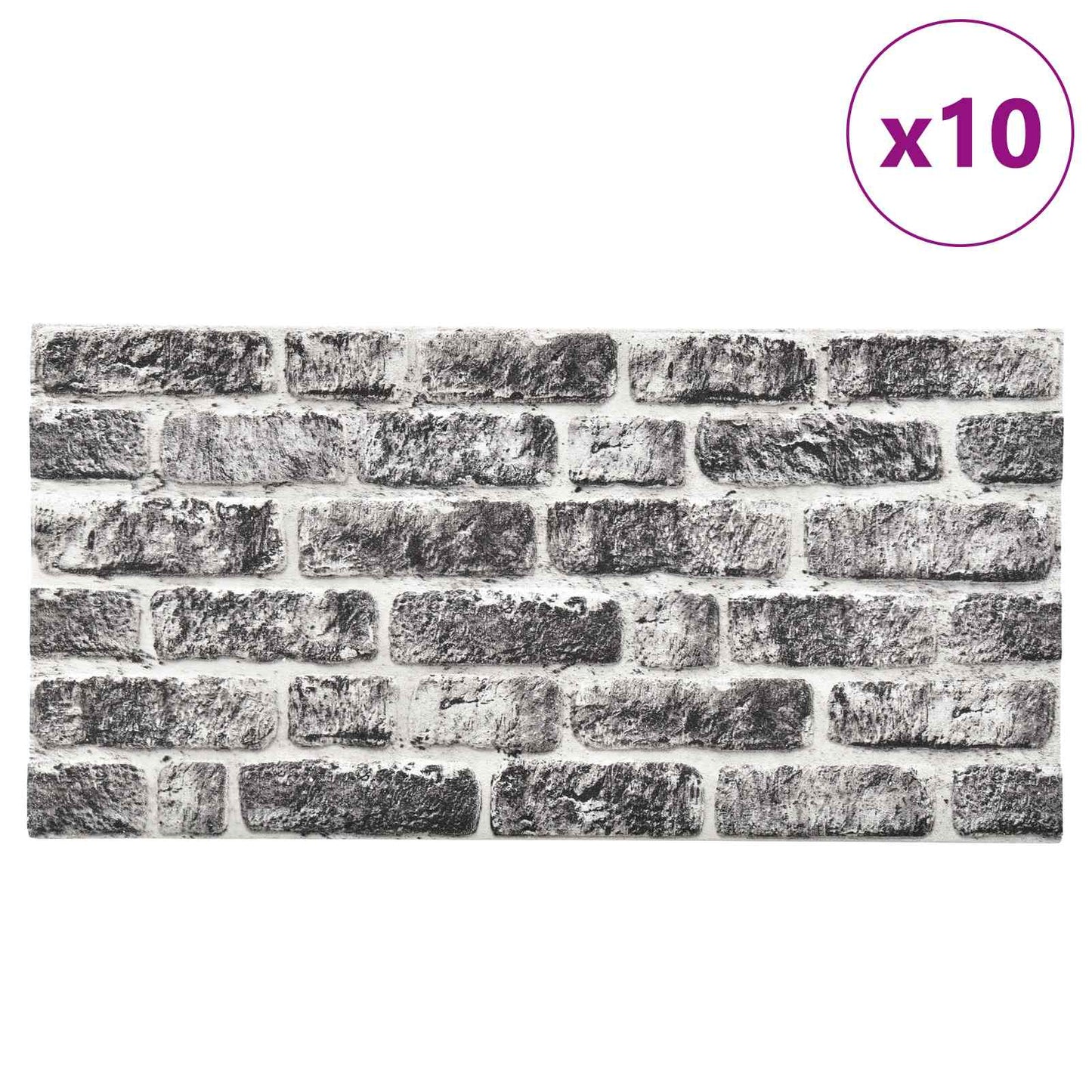 Veggpaneler 10 pcs Mørkegrå og hvit 100 x 50 cm EPS Skum
