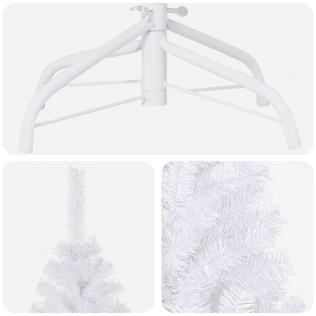 Forhåndsbelyst kunstig juletre med kulesett hvit 180 cm PVC