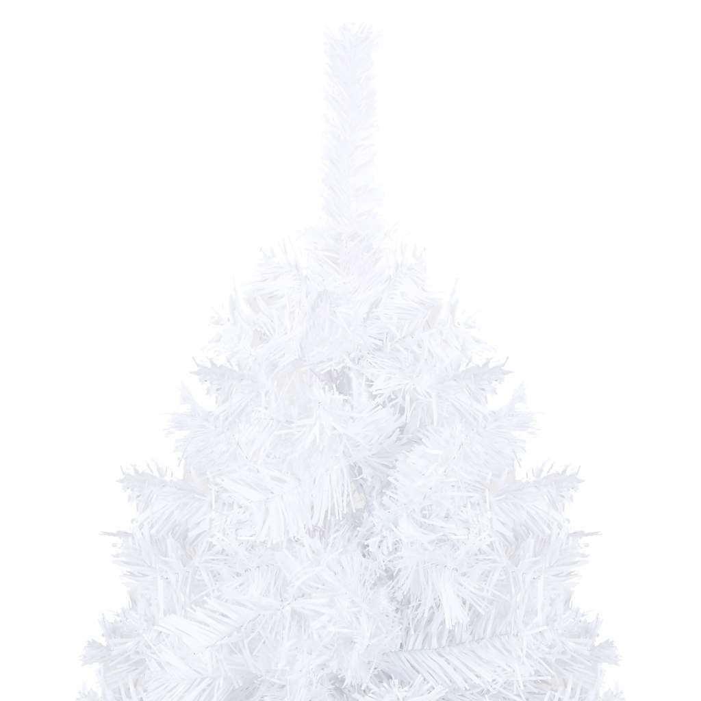 Forhåndsbelyst kunstig juletre med kulesett hvit 210 cm PVC