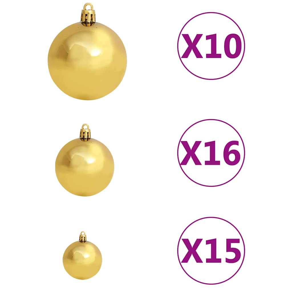 Forhåndsbelyst kunstig juletre med kulesett hvit 240 cm