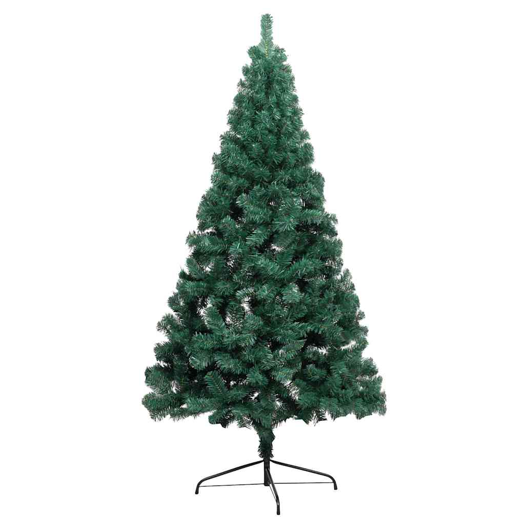 Forhåndsbelyst kunstig halvt juletre med kulesett grønn 180 cm