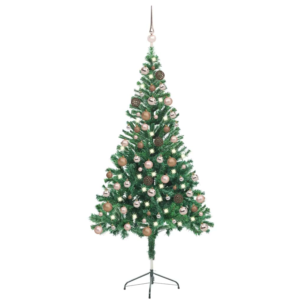 Forhåndsbelyst kunstig juletre med kulesett 150 cm 380 grener