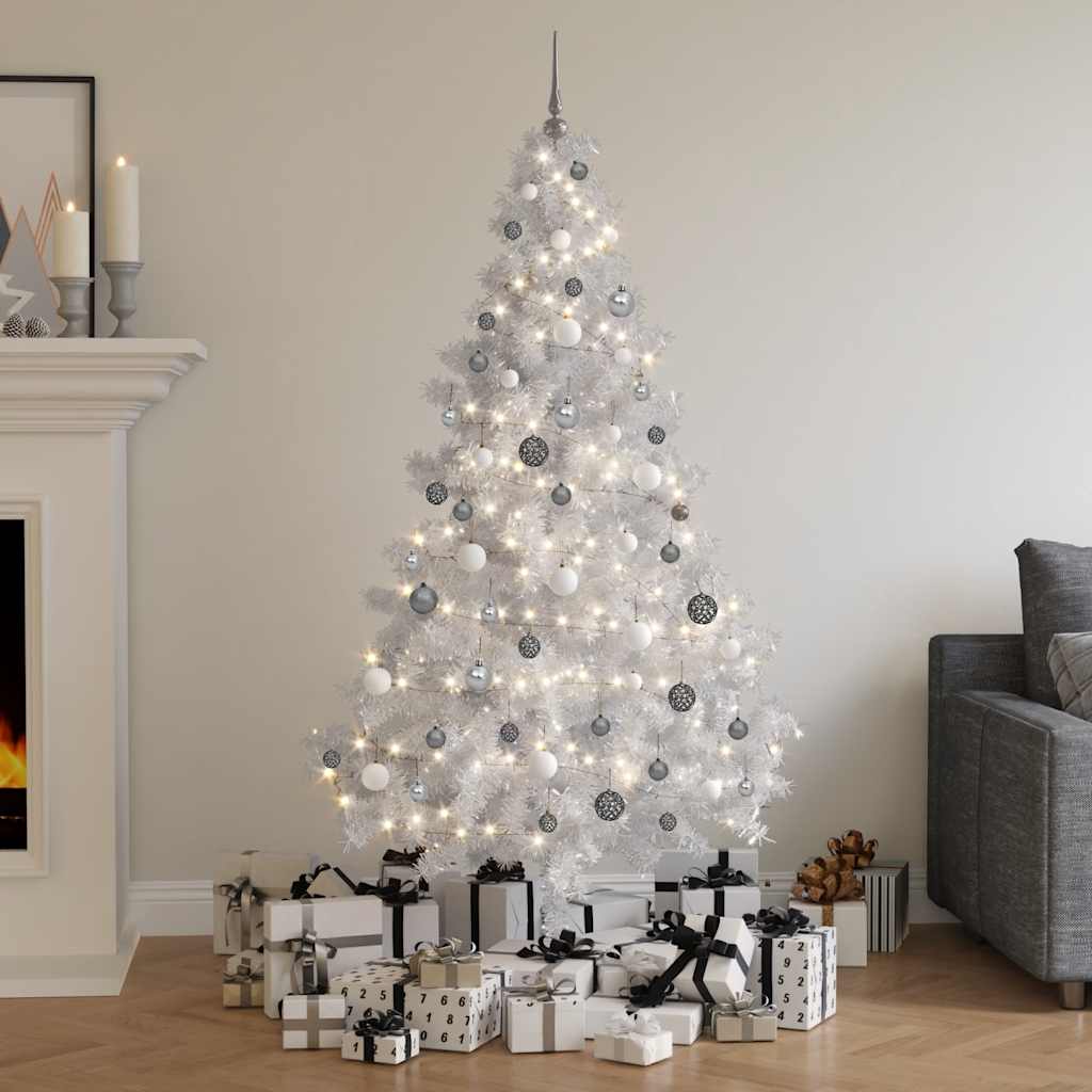 Forhåndsbelyst kunstig juletre med kulesett 180 cm 620 grener