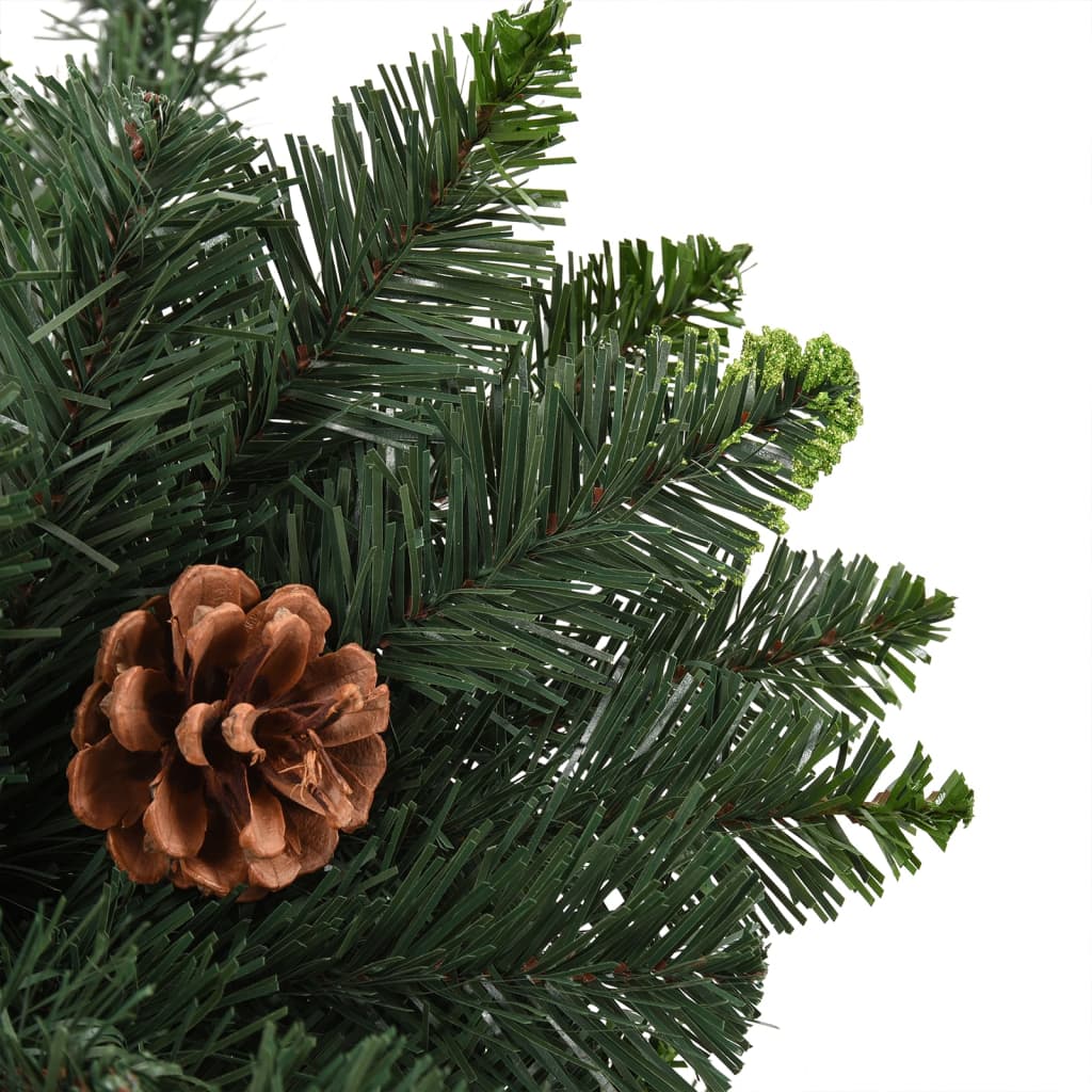 Forhåndsbelyst kunstig juletre med kongler grønn 180 cm