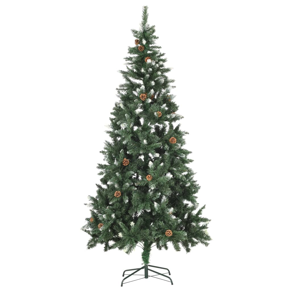 Forhåndsbelyst kunstig juletre med kongler 210 cm