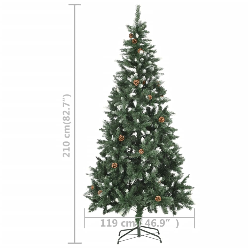 Forhåndsbelyst kunstig juletre med kongler 210 cm