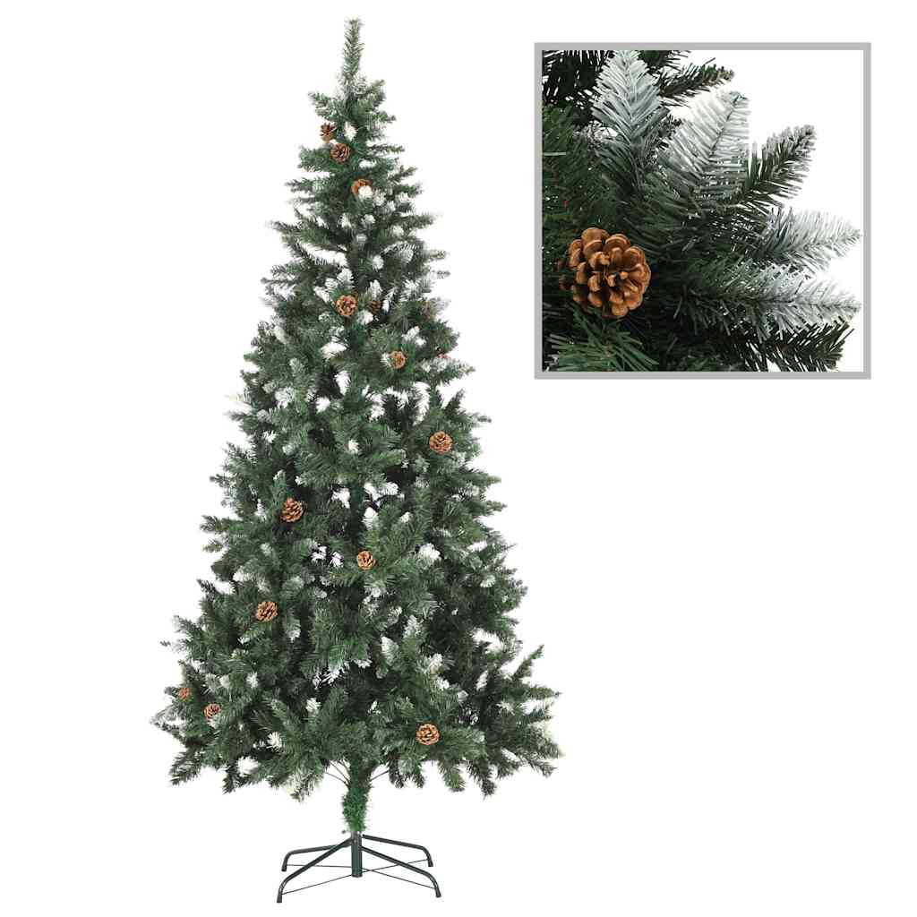 Forhåndsbelyst kunstig juletre med kulesett 210 cm