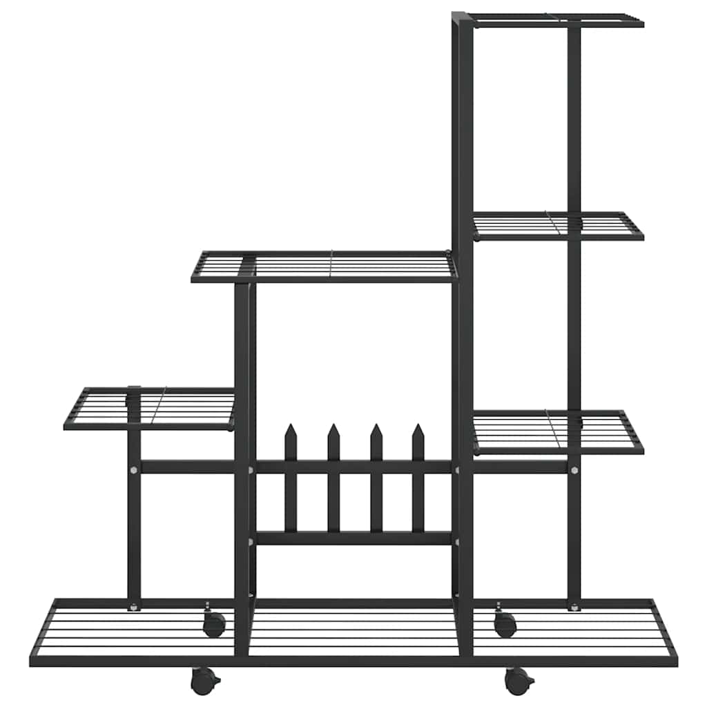 Blomsterstativ med hjul 94,5x25x92,5 cm svart metall