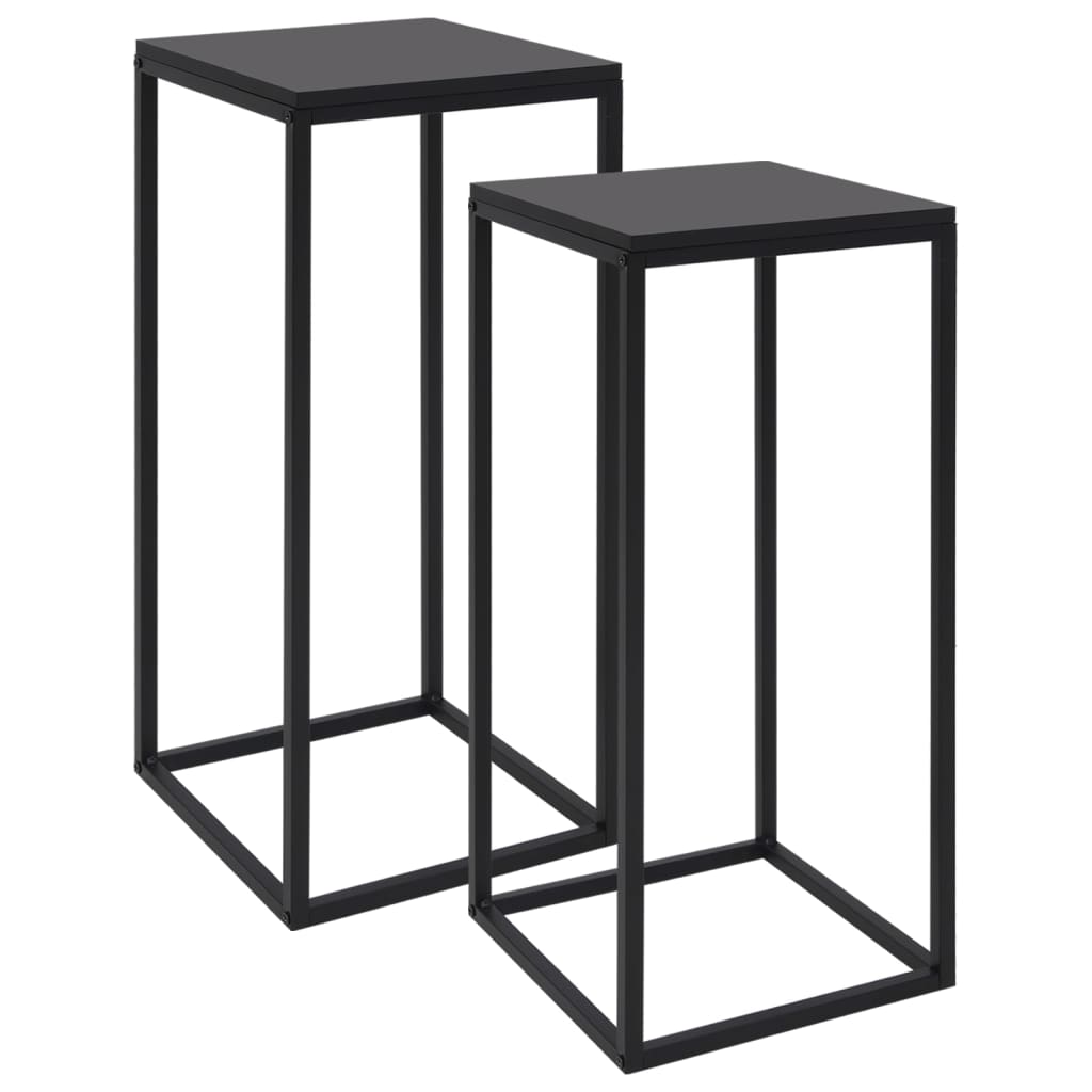 Sidebord 2 stk svart stål