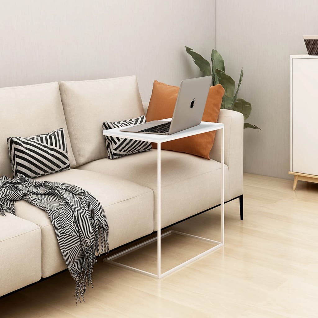 Sidebord hvit 55x35x66 cm konstruert tre