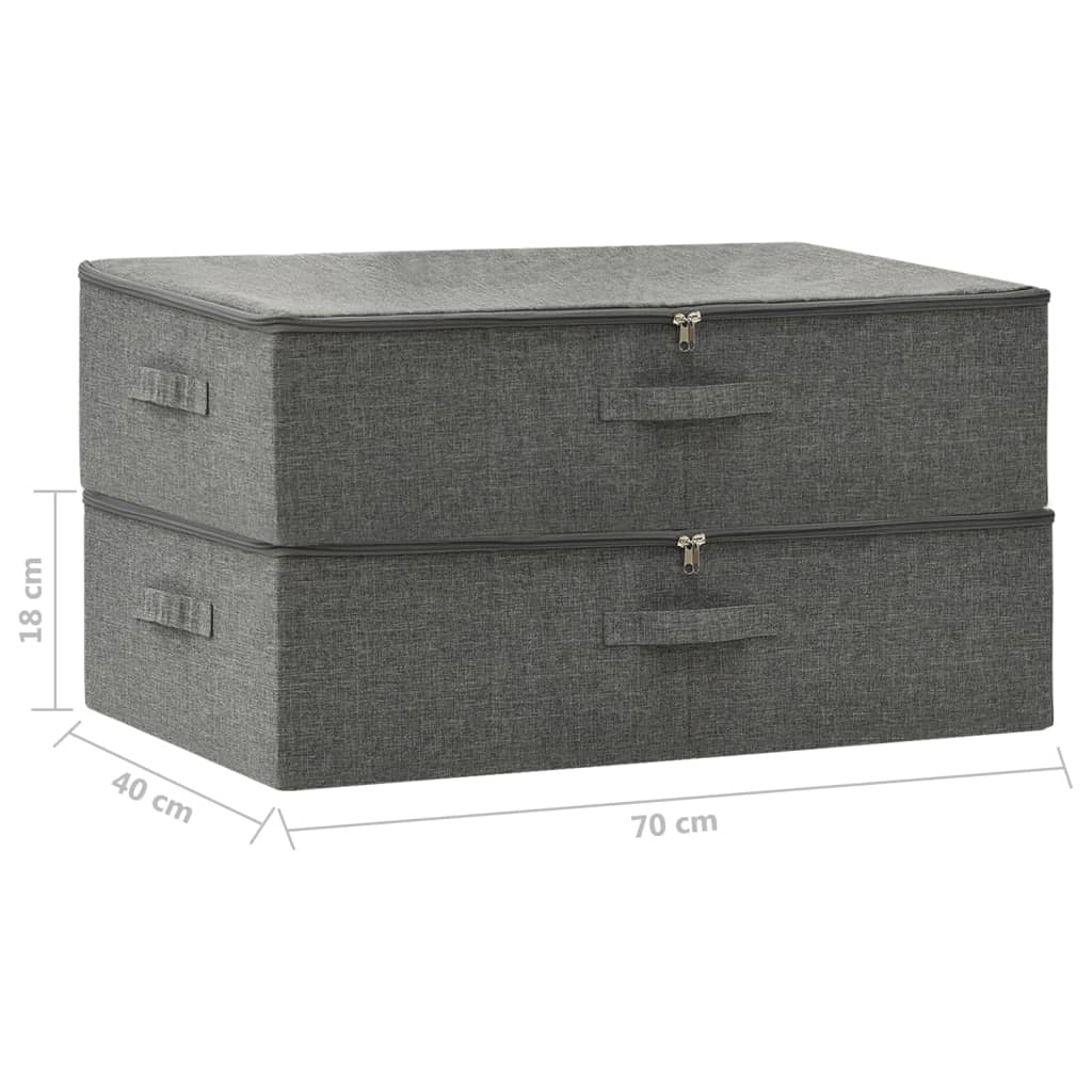 Oppbevaringsbokser 2 stk stoff 70x40x18 cm antrasitt