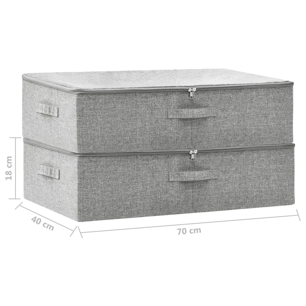 Oppbevaringsbokser 2 stk stoff 70x40x18 cm grå