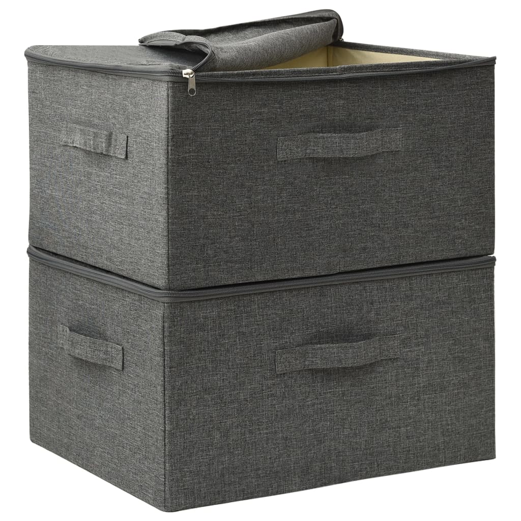 Oppbevaringsbokser 2 stk stoff 43x34x23 cm antrasitt