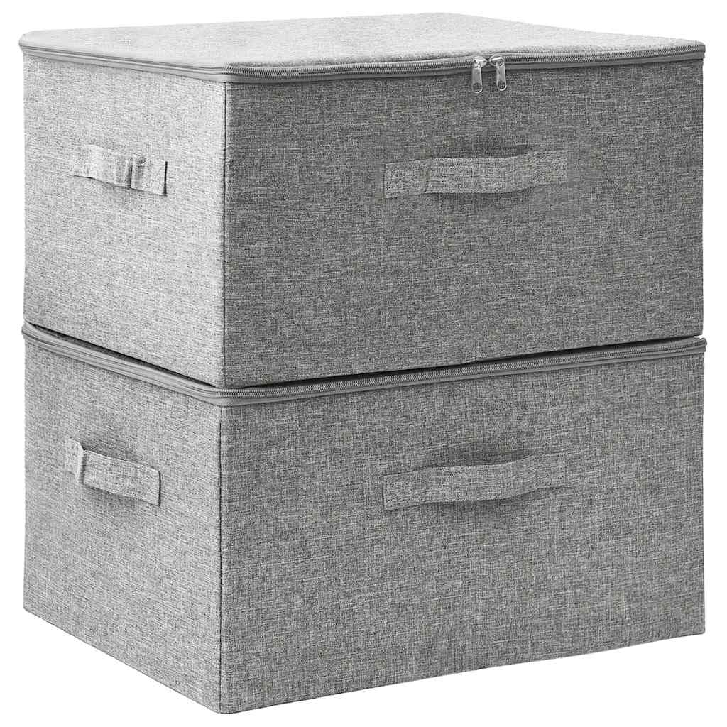Oppbevaringsbokser 2 stk stoff 43x34x23 cm grå