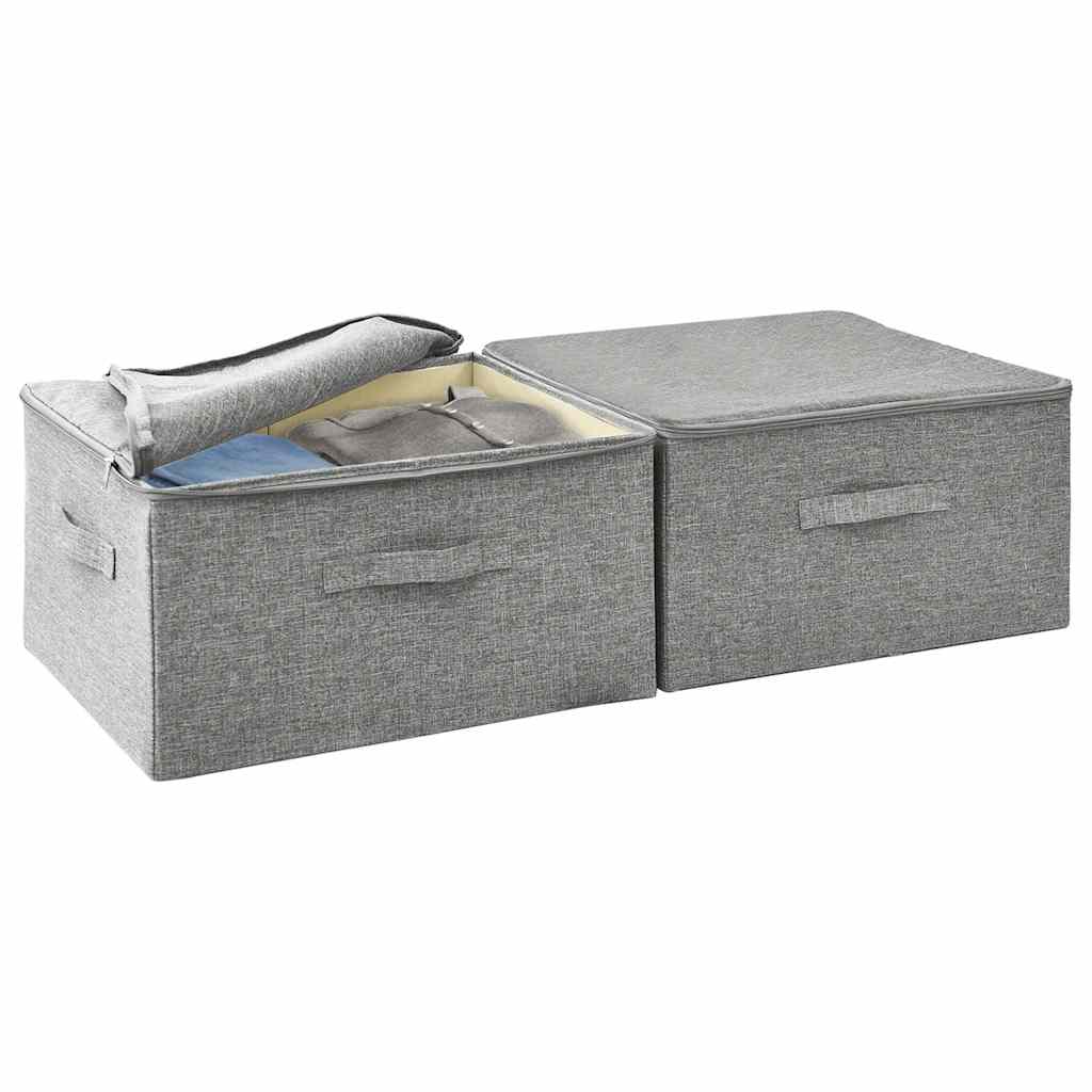 Oppbevaringsbokser 2 stk stoff 43x34x23 cm grå