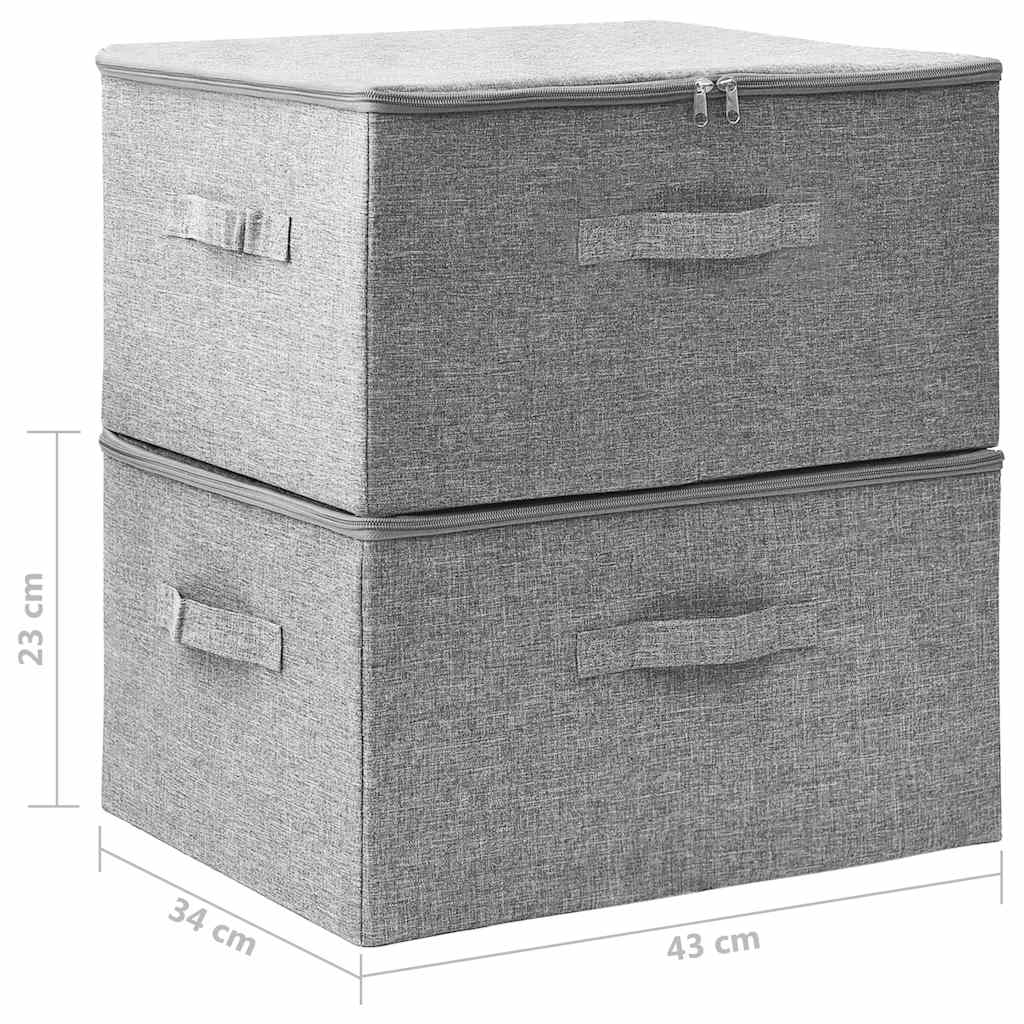 Oppbevaringsbokser 2 stk stoff 43x34x23 cm grå