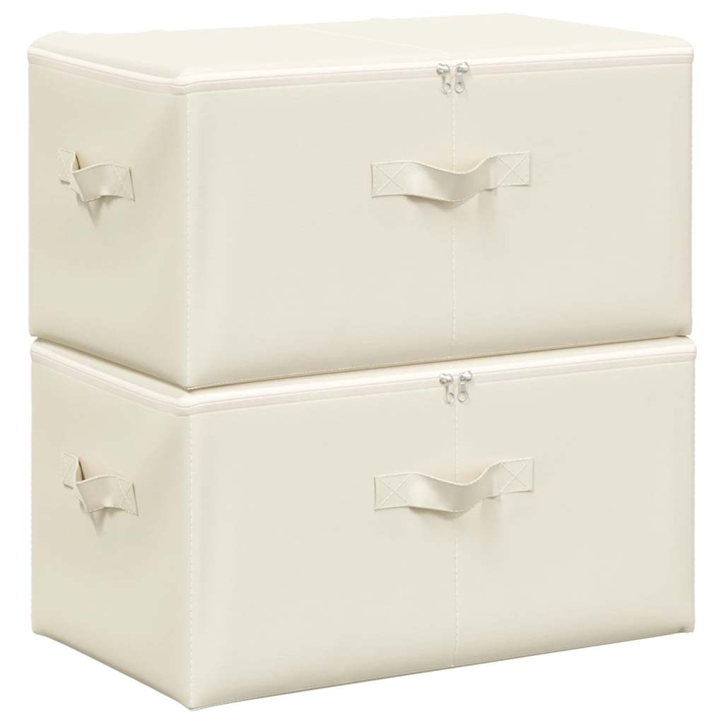 Oppbevaringsbokser 2 stk stoff 43x34x23 cm kremhvit