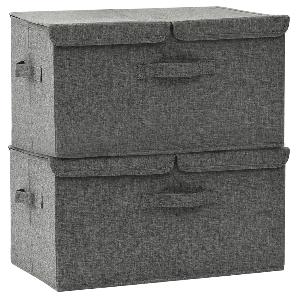 Oppbevaringsbokser 2 stk stoff 50x30x25 cm antrasitt