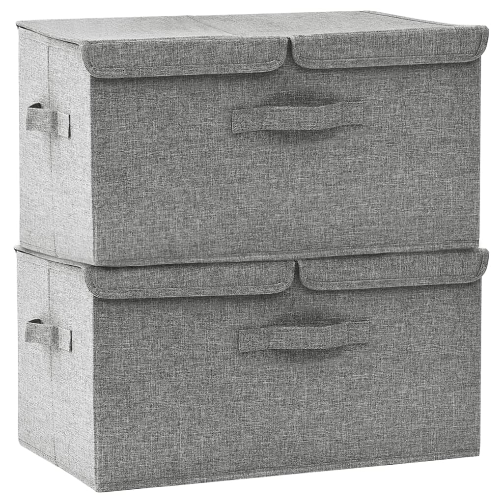 Oppbevaringsbokser 2 stk stoff 50x30x25 cm grå