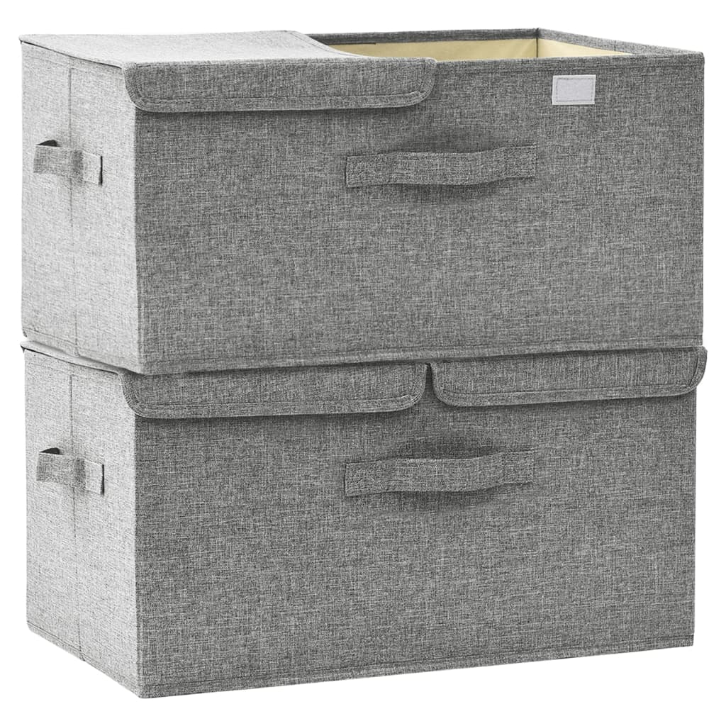 Oppbevaringsbokser 2 stk stoff 50x30x25 cm grå