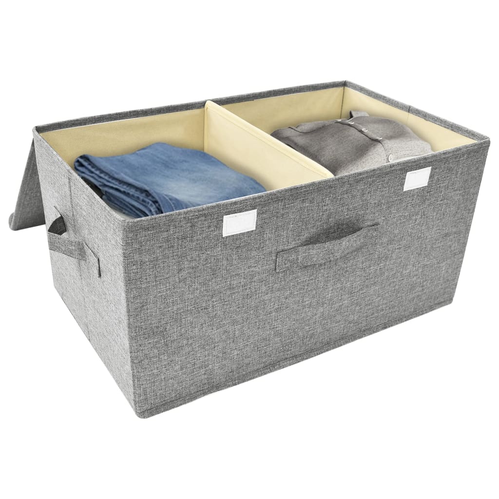 Oppbevaringsbokser 2 stk stoff 50x30x25 cm grå