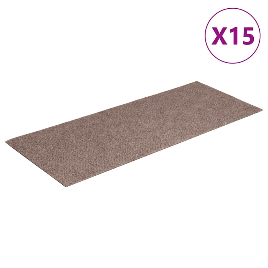 Trappematter selvklebende 15 stk 60x25 cm lysebrune rektangulære