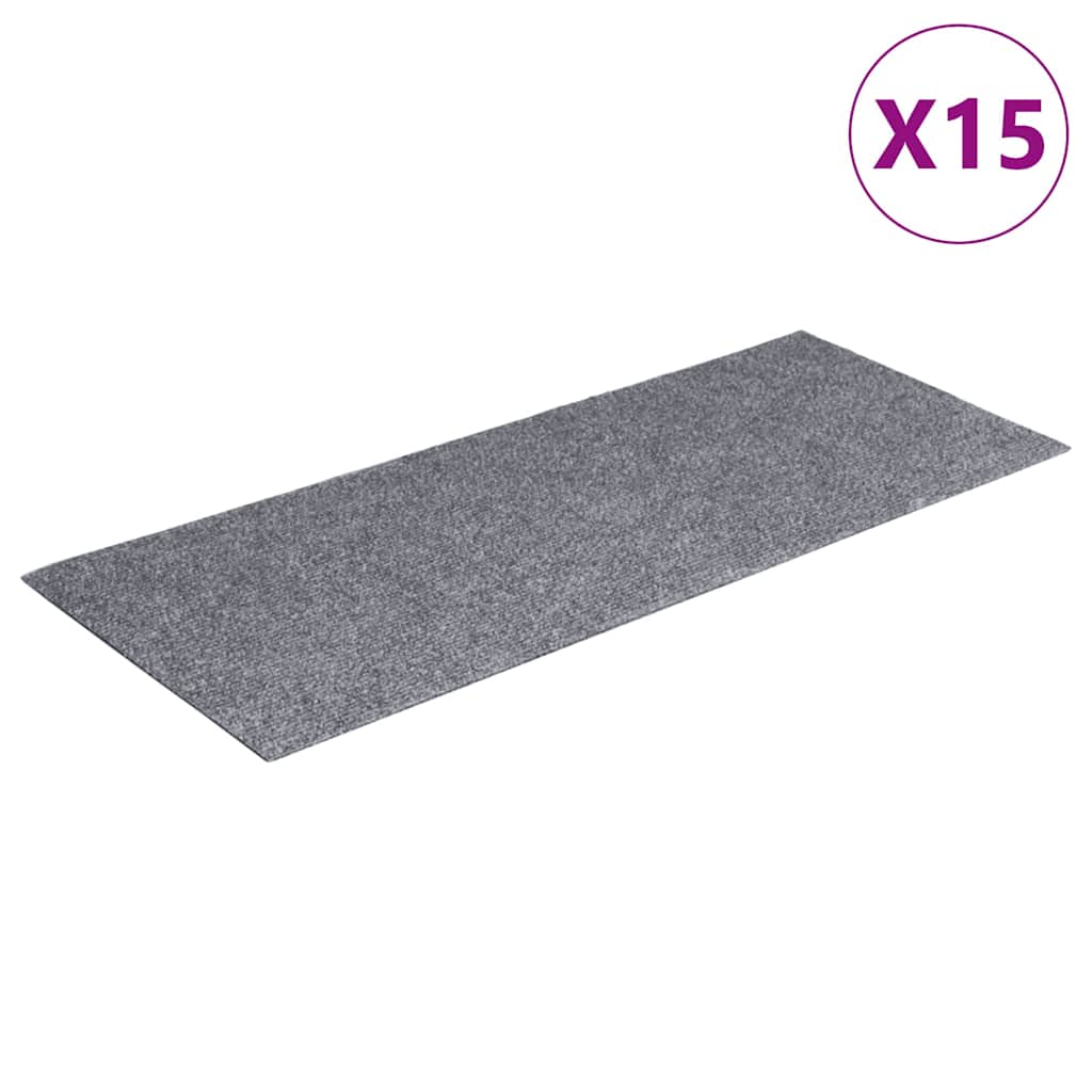 Trappematter selvklebende 15 stk 60x25 cm lysegrå rektangulære