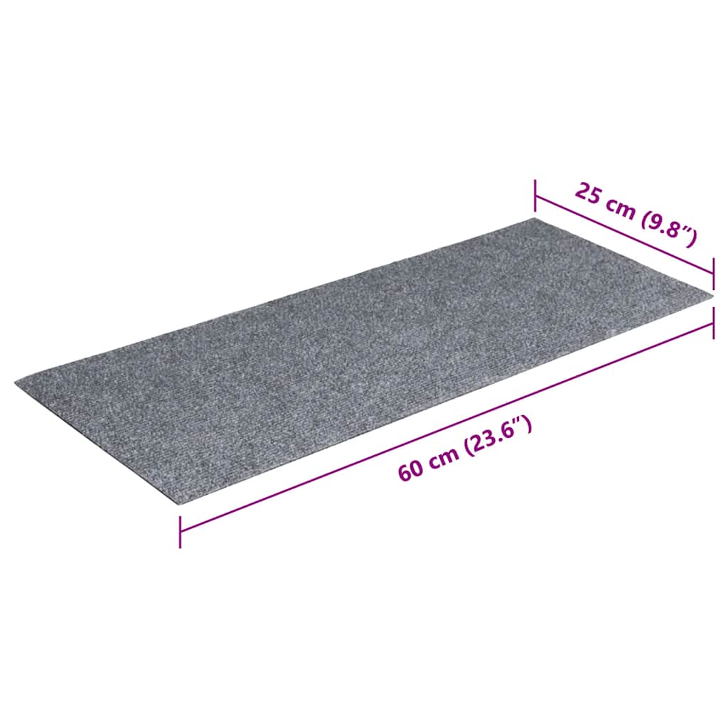 Trappematter selvklebende 15 stk 60x25 cm lysegrå rektangulære