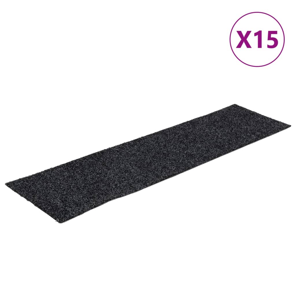 Trappematter selvklebende 15 stk 76x20 cm mørkegrå rektangulære