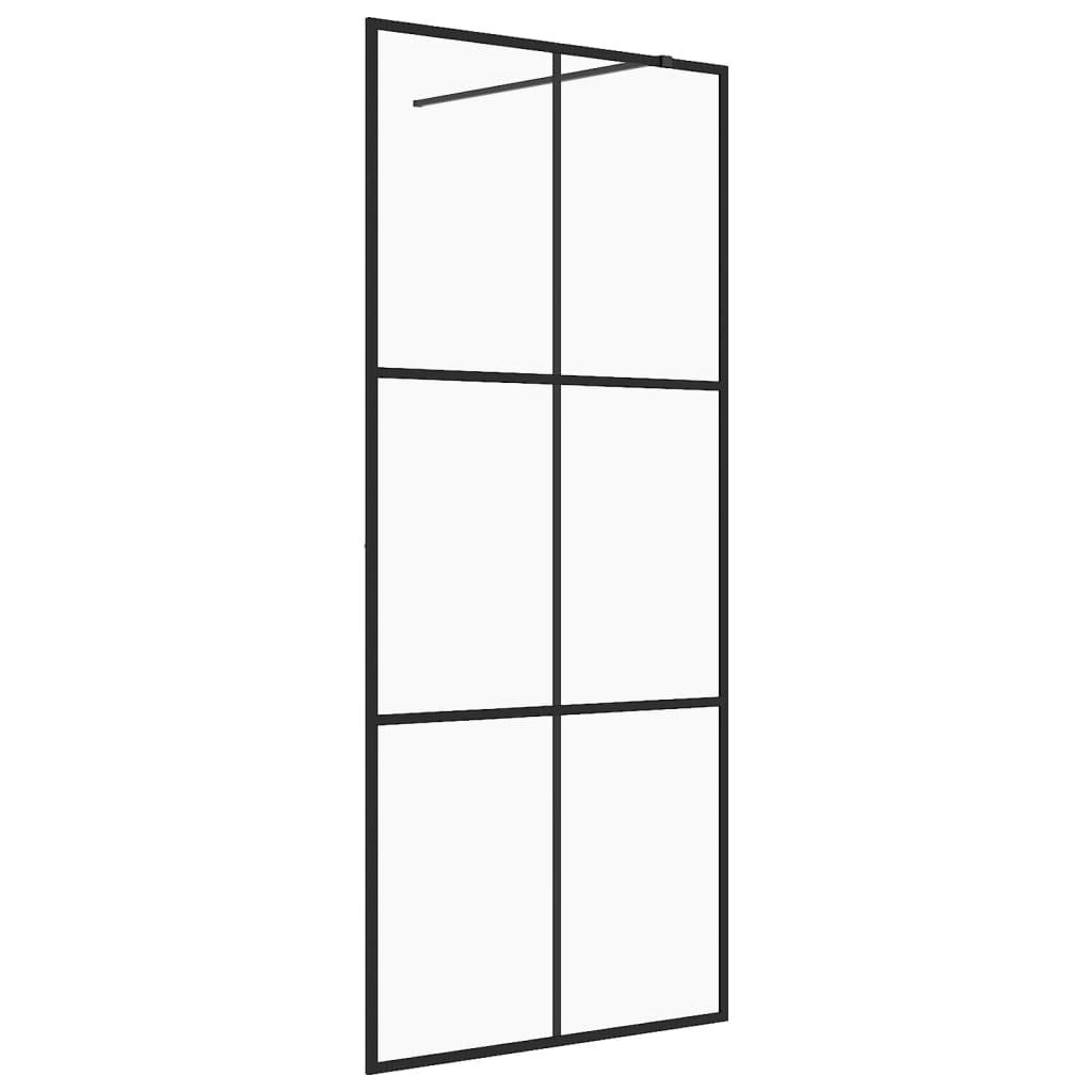 Dusjvegg med klart ESG-glass 80x195 cm svart