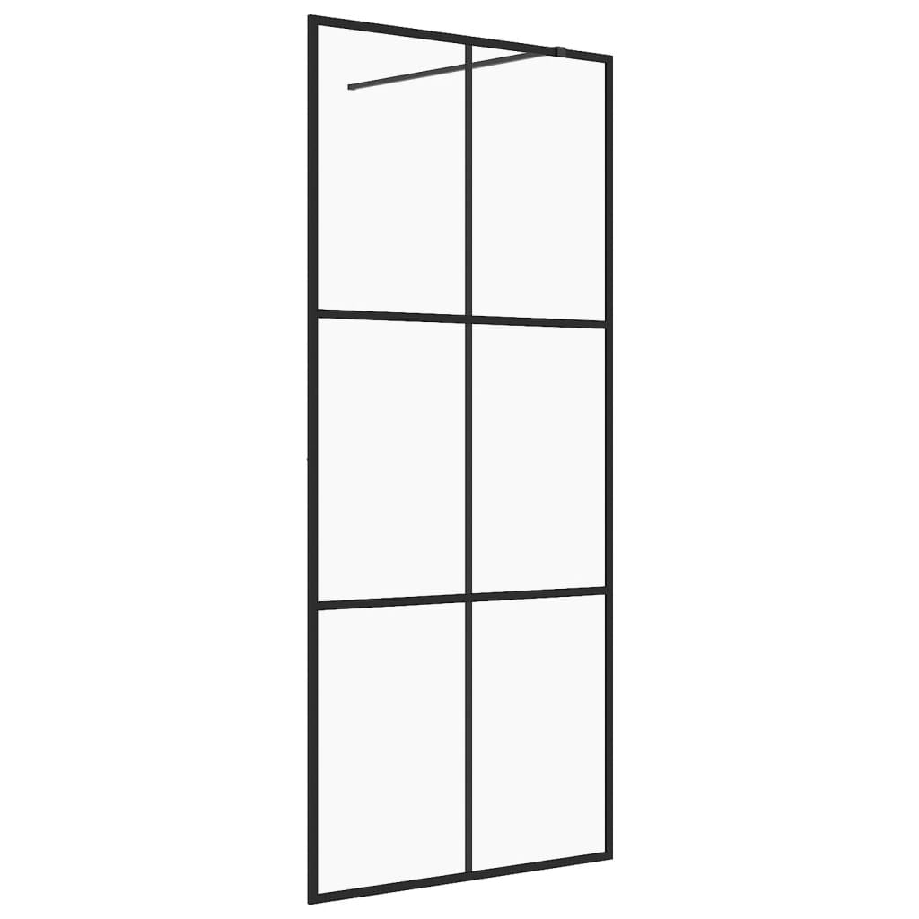 Dusjvegg med klart ESG-glass 90x195 cm svart