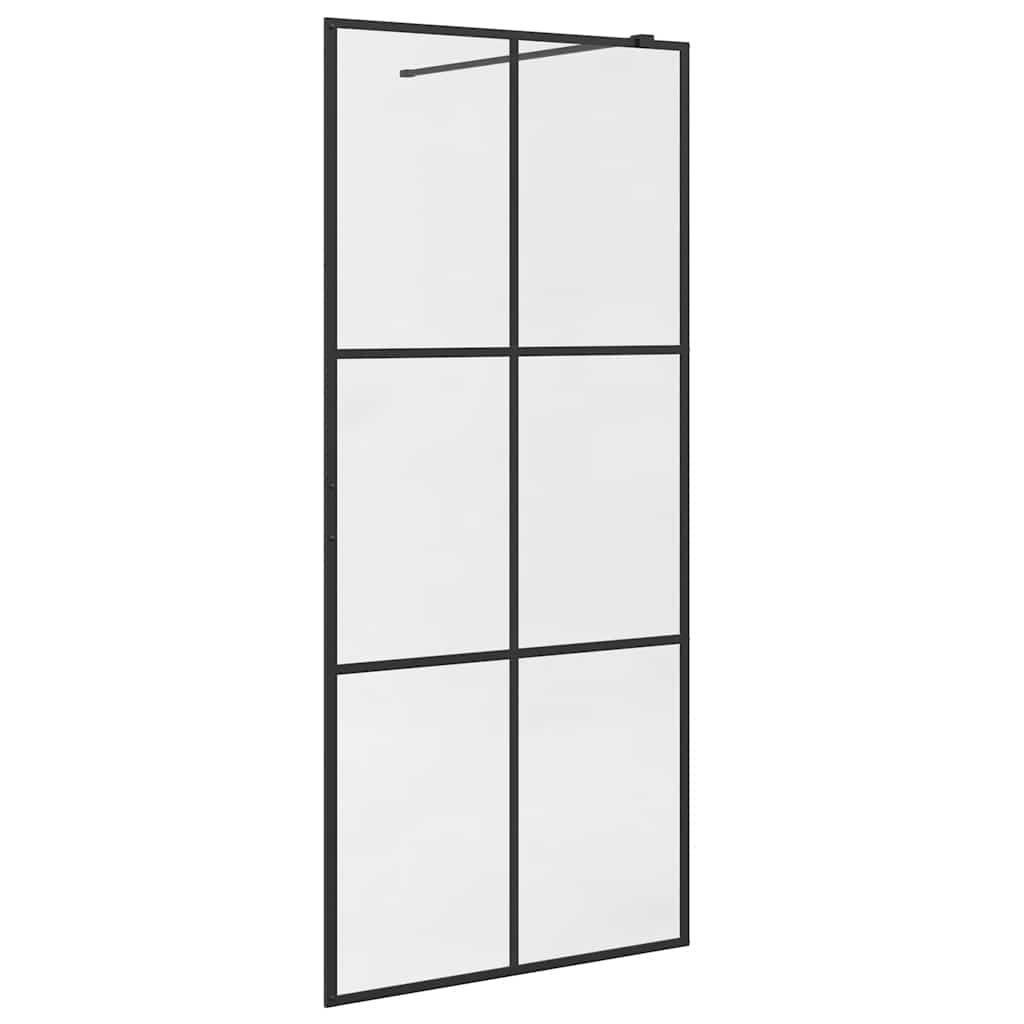 Dusjvegg med klart ESG-glass 90x195 cm svart