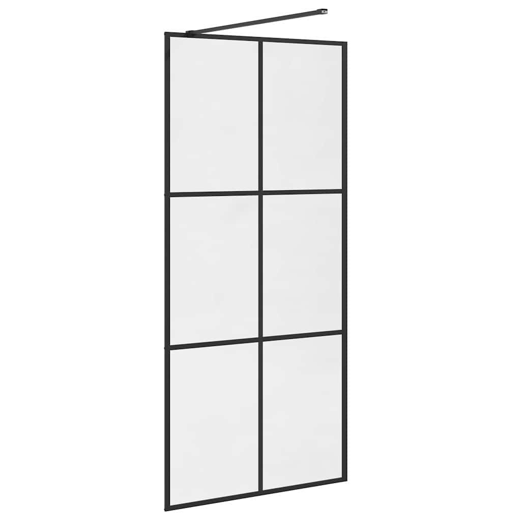 Dusjvegg med klart ESG-glass 90x195 cm svart