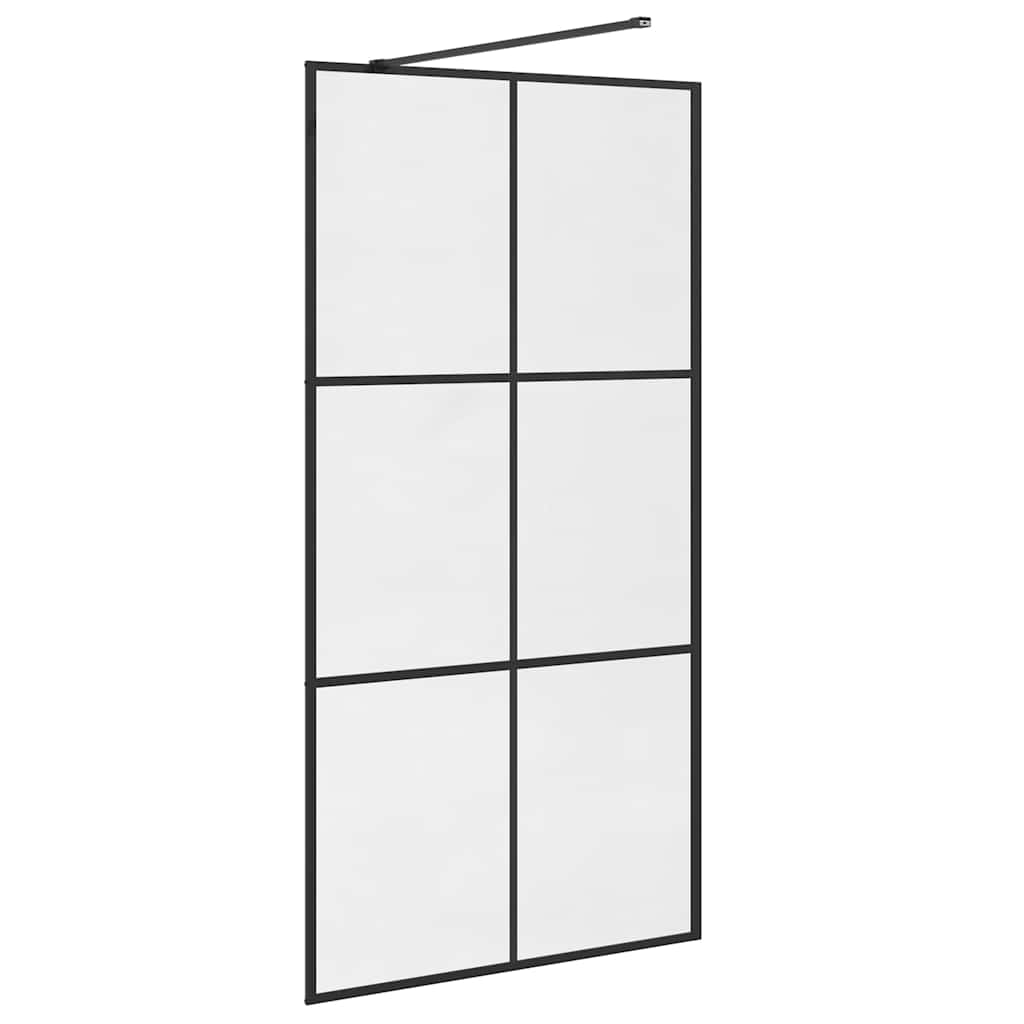 Dusjvegg med klart ESG-glass 100x195 cm svart