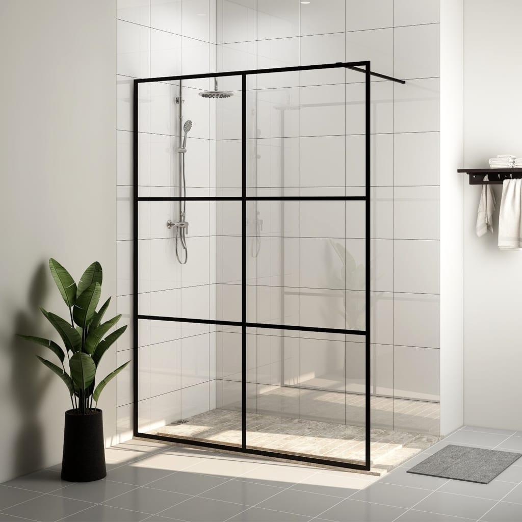 Dusjvegg med klart ESG-glass 140x195 cm svart
