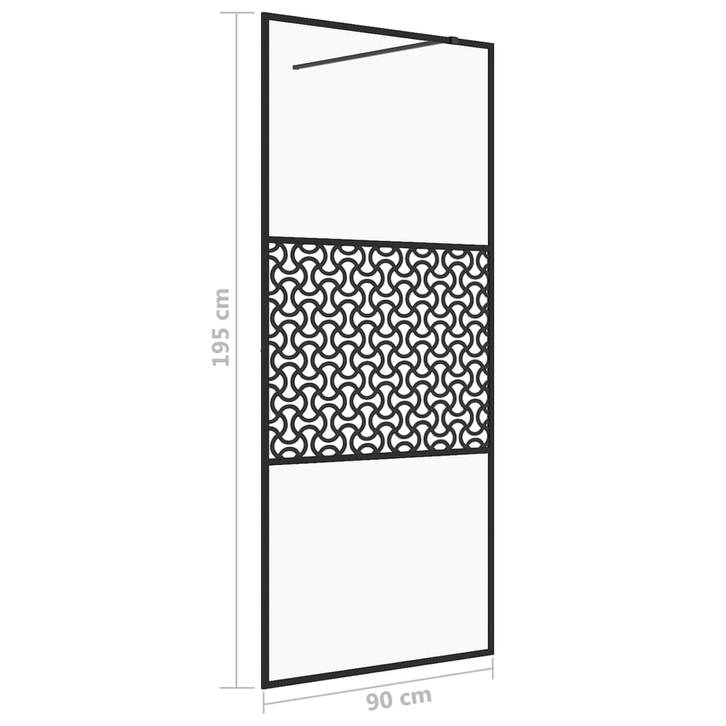 Dusjvegg med klart ESG-glass 90x195 cm svart